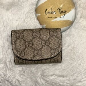 Gucci Vintage GG & Cream Canvas Compact Wallet